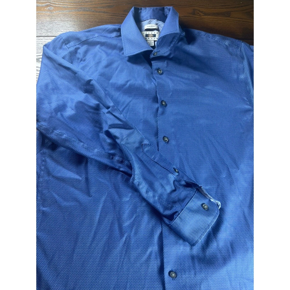 Joseph Abboud Men's Blue Long Sleeve Non-Iron Button Down Dress Shirt Large
